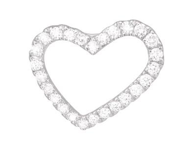Colgante De Corazn Asimtrico, Diamantes De 0,13 Ct, Altura 10mm, Oro Blanco De 18 K