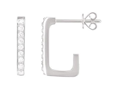 Criollas Rectangulares, Diamantes De 0,22 Ct, Altura 15mm, Oro Blancode 18 K