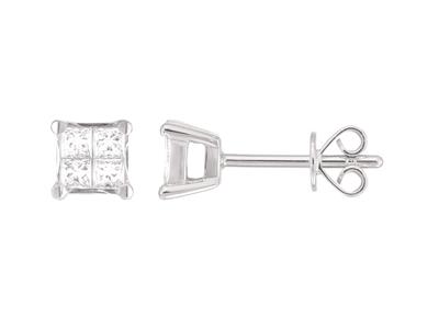 Criollas Cuadradas, Diamantes Princesa De 0,33 Ct, Altura 5 mm, Oro Blanco De 18 K - Imagen Estandar - 1