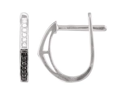 Pendientes De Puntas, Diamantes Blancos De 0,03 Ct Y Negros De 0,05 Ct, Altura 15 mm, Oro Blanco De 18 K - Imagen Estandar - 1