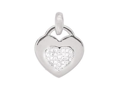 Colgante Con Motivo De Corazn, Diamante Central De 0,05 Ct, Altura 10mm, Oro Blanco De 18 K