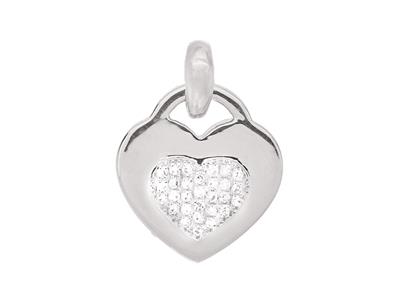 Pend Motif Coeur Centre Diamants Sc 0,05ct Or Gris 18k