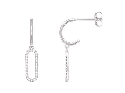 Pendientes Colgantes, Motivo De Rectángulo De 20 mm, Diamantes De 0,15ct, Oro Blanco De 18 K - Imagen Estandar - 1