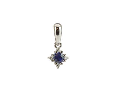 Colgante Solitario Zafiro 0,14ct, Engastado Con Diamantes 0,02ct, Oro De 18k Gis