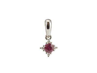 Colgante Solitario Rub 0,14ct, Diamantes 0,02ct, Oro 18k