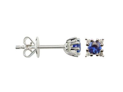 Pendientes Solitario 3mm, Zafiro 0,28ct Y Diamantes 0,04ct, Oro Amarillo 18 Kt