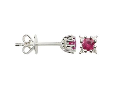 Pendientes Solitario 3mm, Rub 0,28ct Y Diamantes 0,04ct, Oro Amarillo 18 Kt