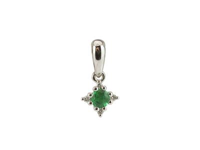 Colgante Solitario De Esmeralda, 0,14 Ct, Engastado Con Diamantes 0,02 Ct, Oro Blanco De 18k