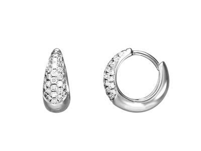 Criollo Forma Gota, Diamantes 0,28 Ct, Diámetro Interior 7 Mm, Oro Blanco 18 Kt