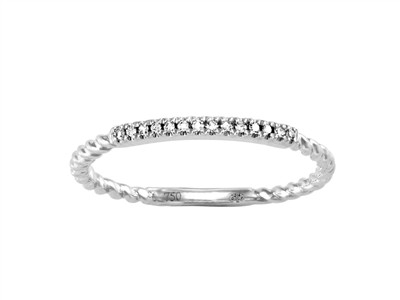 Anillo Twist 1,60 Mm, Diamantes 0,04 Ct, Oro Blanco 18 Kt, Tamaño 54