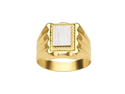 Anillo De Sello Rectangular Liso 15 Mm, Oro Bicolor 18k, Dedo 62 Cerrado - Imagen Estandar - 1