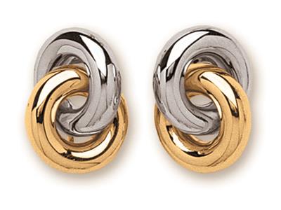 Pendientes De 20 mm, Círculos Entrelazados, Oro Bicolor De 18k - Imagen Estandar - 1