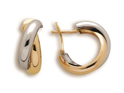 Aros Medios De 20 mm, Oro Bicolor De 18k - Imagen Estandar - 1