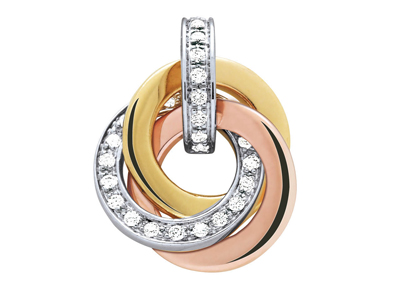 Colgante Multi-anillo, Diamantes 0.21ct, 3 Ors 18k