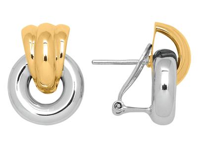 Pendientes Aro En Círculo 14 mm, Oro Bicolor 18k - Imagen Estandar - 1