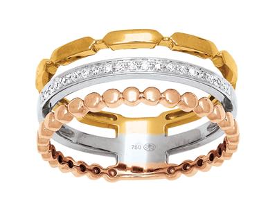 Anillo Con 3 Anillos De Fantasa, Diamantes 0.07ct, 3 Ors 18k, Dedo 56
