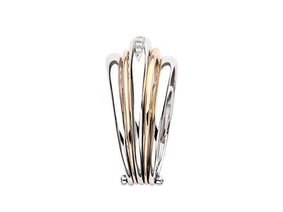 Anillo Articulado De 5 Bandas, Diamantes De 0,20ct, Oro Bicolor De 18k, Tamaño 52 - Imagen Estandar - 2