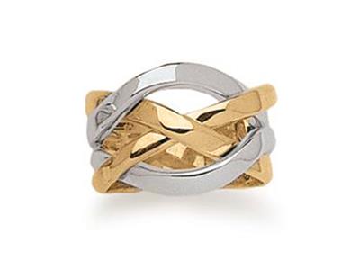 Anillo Entrelazado 14 Mm, Oro Bicolor 18k, Dedo 52 - Imagen Estandar - 1