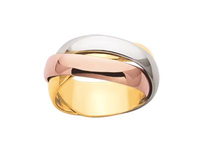 Anillo Fantaisie Cruzado 9 Mm, 3 Anillos Fijos, 3 Ors 18k, Dedo 52