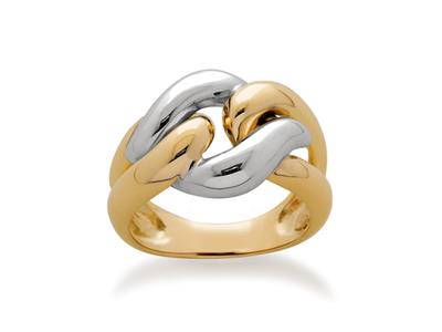 Anillo Calado 14 Mm, Oro Bicolor 18k, Dedo 52