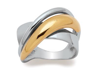 Anillo 12 Mm, Oro Bicolor 18k, Dedo 50 - Imagen Estandar - 1