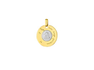 Disco Medalla Angel 18 MM Macizo, Oro Bicolor 18k