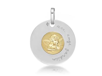 Medalla Ángel Disco 18 Mm, Oro Bicolor 18k - Imagen Estandar - 1