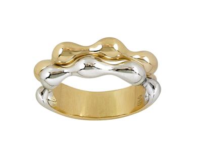Anillo, Doble Hilera, 7,50 Mm, Oro Bicolor 18k, Dedo 58 - Imagen Estandar - 1