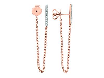 Pendientes Con Cadena, Diamantes 0,10ct, Oro Rosa 18k