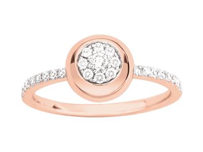 Anillo Solitario Con Ilusion Engastada En Cabujon, Diamantes 0,24 Ct, Oro Rosa 18k, Dedo 54