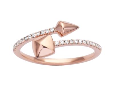 Anillo De Pirámide/cono, Diamantes De 0,10 Ct, Oro Rosado De 18 K, Tamaño 52 - Imagen Estandar - 1