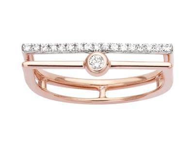Anillo De Doble Lnea T Y Yo, Diamantes Solitarios De 0,11 Ct, Oro Rosa De 18 K, Tamaño 48