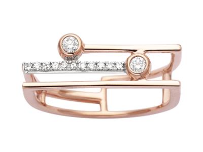 Anillo Doble Linea Tu Y Yo, Diamantes Redondos 0,12ct, Oro Rosa 18k, Tamaño 52 - Imagen Estandar - 1