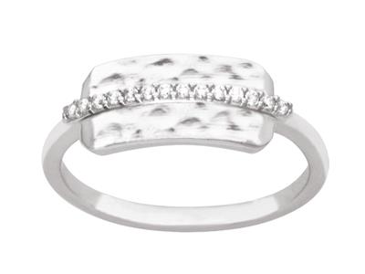 Anillo De Placa 7mm, Lnea xidos De Zirconio, Plata 925 Rodiada, Tamaño 56
