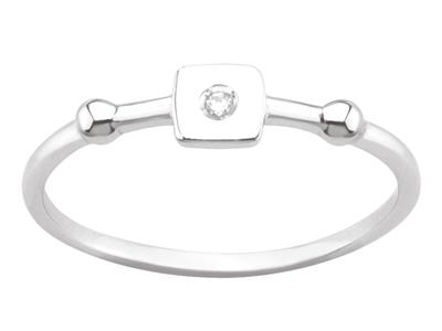Anillo Motivo Cuadrado Con Àxido De Circonio, Plata 925 Rodiada, Dedo 56