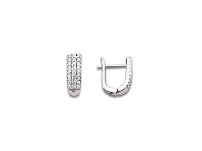 Pendientes Con xido De Circonio, 3filas 15mm, Plata 925 Rodiada