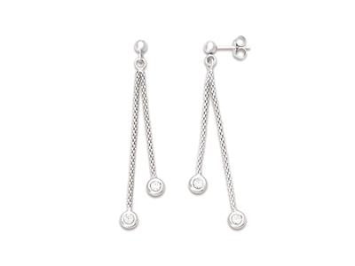 Pendientes De Circonitas De Tenis, Cadena Pop Corn De 2 Filas, 6cm, Plata 925 Rodiada