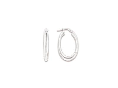 Criollos 2 Tubos Ovalados Cruzados Lisos Altura 15mm, 3cm, Plata 925rodiada