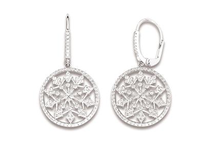 Pendientes Estrella Cristales Blancos 18mm, Altura 37mm, Plata 925 Rodiada