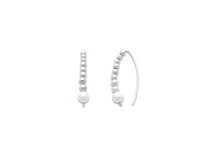 Pendientes De Poste Con Forma De Pera, Bola Y Perla Blanca, 30mm, Plata 925 Rodiada