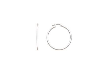 Pendientes De Aro Con Tubo Cuadradode 2mm, Diámetro Interior De 30m M, Plata 925 Rodiada