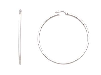 Pendientes De Aro Con Tubo Cuadradode 2mm, Diámetro Interior De 50m M, Plata 925 Rodiada