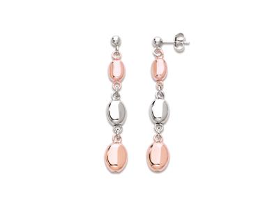Pendientes Colgantes, Plata 925 Bañada En Rosa Y Rodiada