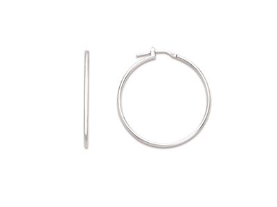 Pendientes De Aro De Tubo De 1,6mm, Diámetro Interior De 35mm, Plata925 Rodiada
