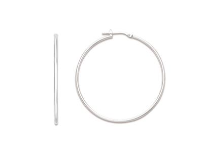 Pendientes De Aro Con Tubo De 1,6mm, Diámetro Interior De 40mm, Plata 925 Rodiada