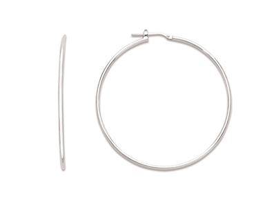 Pendientes De Aro Con Tubo De 1,6mm, Diámetro Interior De 50mm, Plata 925 Rodiada