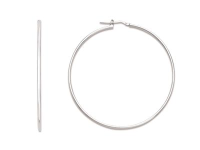 Pendientes De Aro De Tubo De 1,6mm, Diámetro Interior De 55mm, Plata925 Rodiada