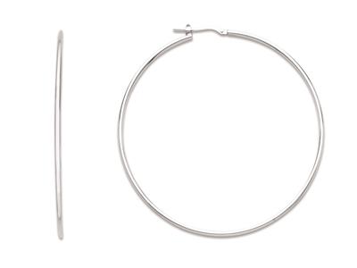 Pendientes De Aro Con Tubo De 1,6mm, Diámetro Interior De 60mm, Plata 925 Rodiada