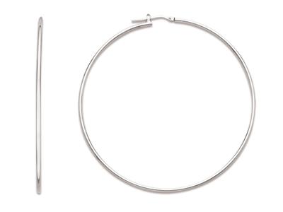Pendientes De Aro Con Tubo De 1,6mm, Diámetro Interior De 65mm, Plata 925 Rodiada