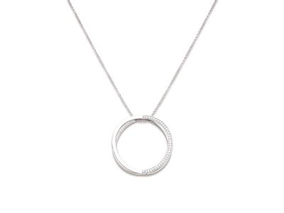 Colgante Doble Crculo Circonita 34 Mm, Plata 925 Rodiada